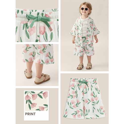 Шорты Happy Baby, размер 110-116, белый, розовый шорты happy baby размер 110 116 зеленый розовый
