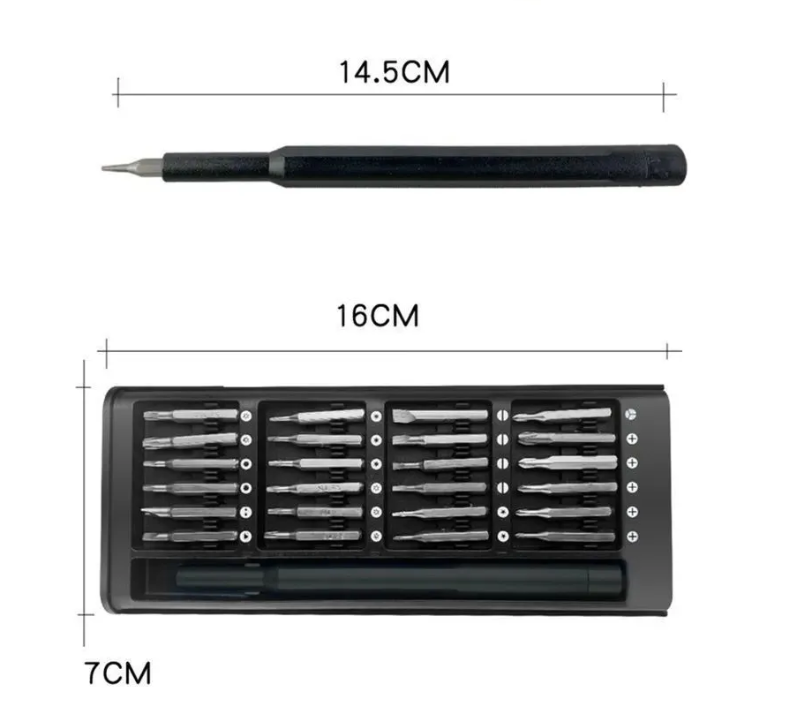 Набор отверток 24 в 1 в пластиковом кейсе / Отвертка с набором бит / Набор отверток для точных работ / ISA PP-011 / Магнитные насадки