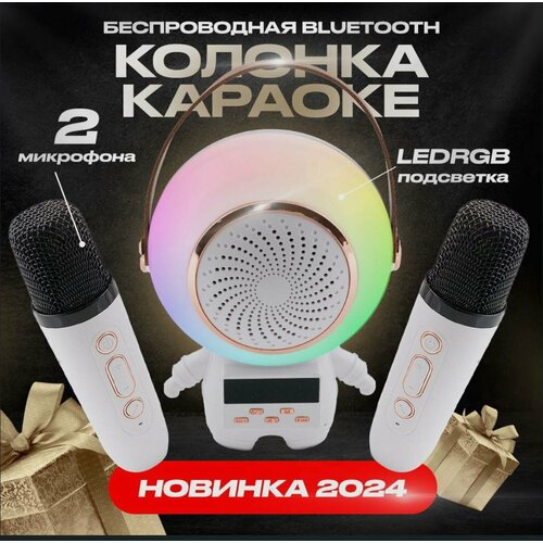 Портативна колонка, караоке с 2 микрофонами Bluetooth беспроводная колонка музыкальная, детское караоке с микрофоном - Новинка 2024 портативная караоке колонка с микрофонами skydisco ykm23