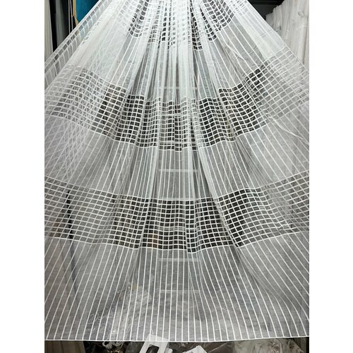 Тюль Лен клетка отрез высота 280 см ширина 200 см для пошива штор