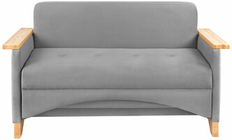 Диван-кровать Tesla-макси на пружинном блоке, прямой, 139х80х81 , спальное 120*194, велюр серый