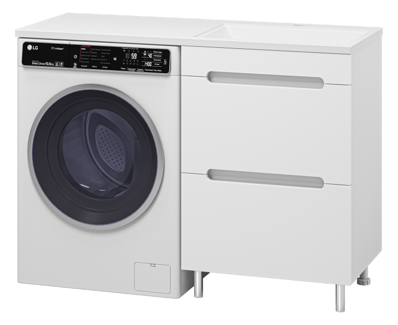 фото Misty Тумба Байкал 55 под стиральную машину с раковиной Эстет Даллас 120 левая с раковиной Эстет Даллас 120 левая Misty