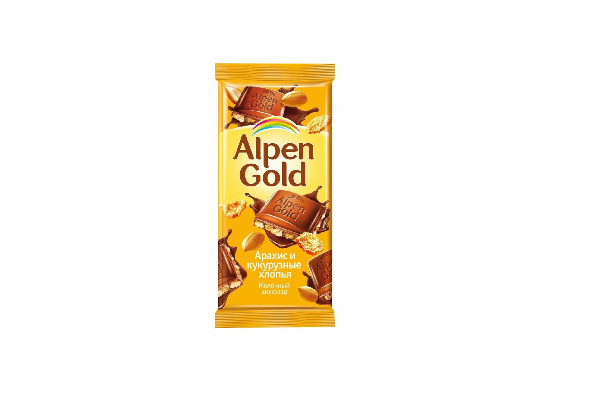 Alpen Gold Шоколад молочный, арахис, кукурузные хлопья, 85 гр