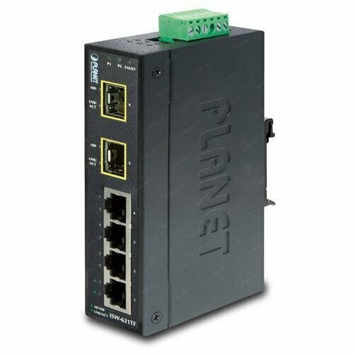 Коммутатор PLANET IP30 Slim Type 4-Port Industrial Ethernet Switch 2-Port 100Base-FX15KM 13825₽