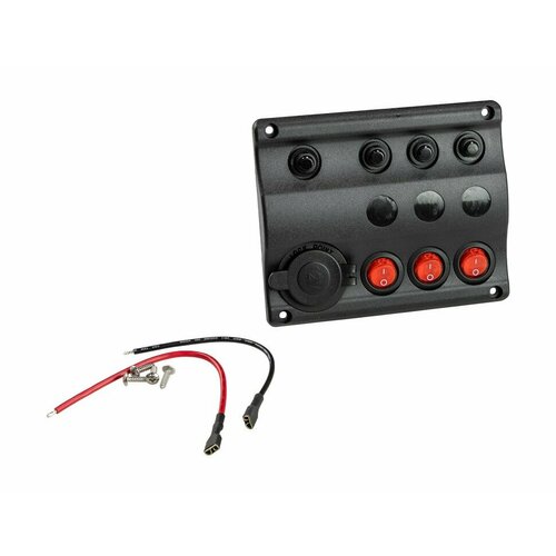 Панель бортового питания 3 переключателя, разъем прикуривателя, индикация, автоматы