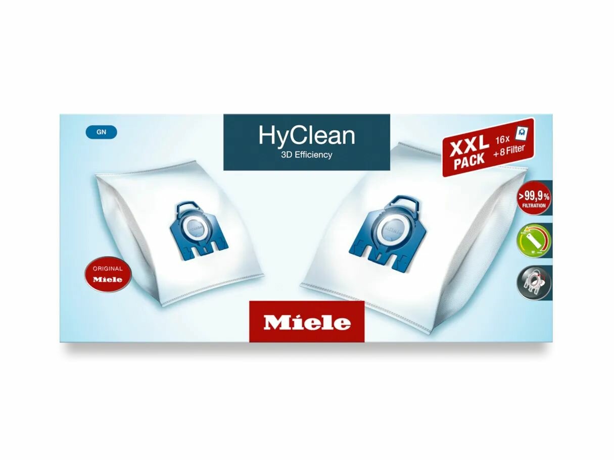 Мешки-пылесборники для пылесосов Miele HyClean 3D Efficiency GN XXL PACK. 16шт. — фото 1