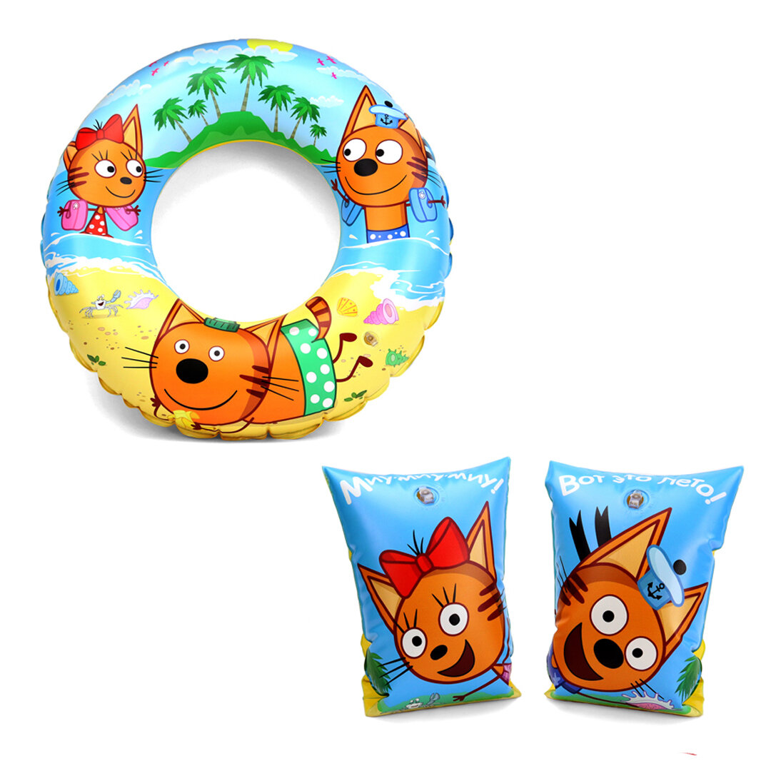 фото Набор детский для плавания ND Play "Три кота и море приключений" (нарукавники, круг 60 см)