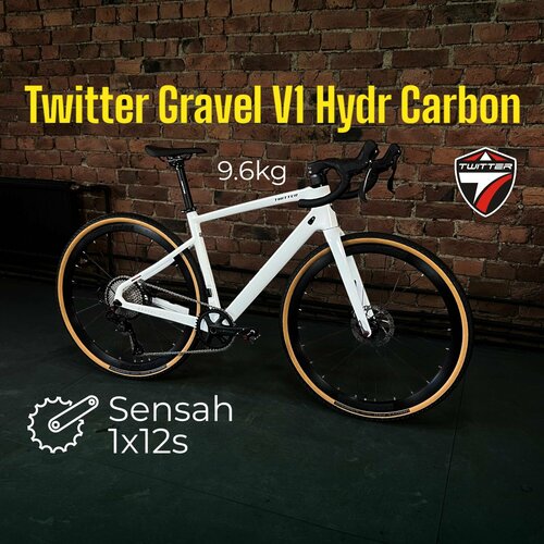 Велосипед Twitter Gravel V1 Full-hydr Carbon 96 кг 700х40с гревел шоссейный взрослый 48 см 12 скоростей цвет белый 115000₽