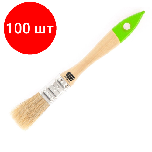 Комплект 100 штук Кисть плоская 20 мм 34 натуральная щетина дер ручка Сибртех 82260 3543₽