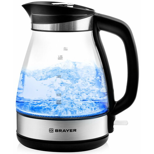Чайник электрический Brayer BR1048 2200 Вт чёрный 17 л пластикстекло 404300₽