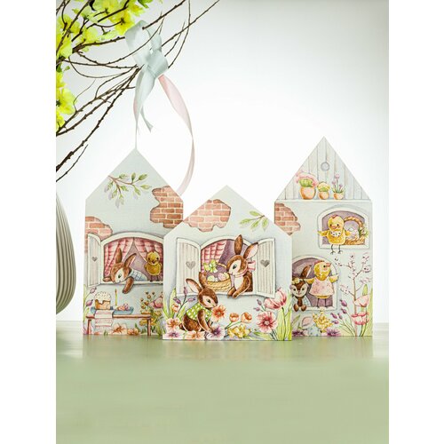 Декоративные деревянные домики из МДФ, украшение на стол, подоконник, камин. Набор из 3х штук.