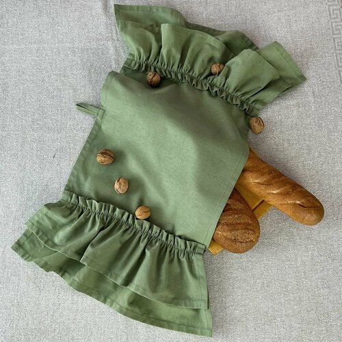 Льняное полотенце с оборкой 