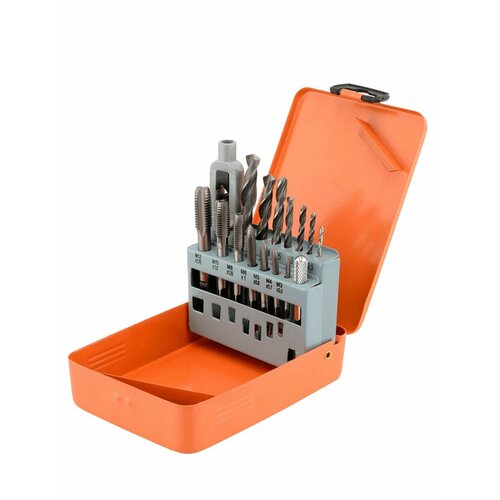 Набор метчиков М3-М12 с воротком и сверл 2.5-10.2мм 15пр. метал/ф BERIL 523015