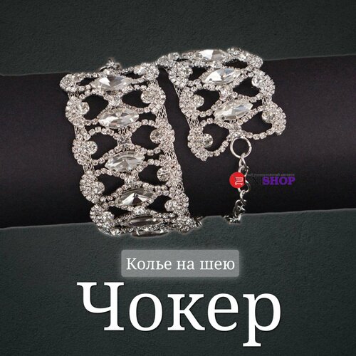 Чокер кристалл длина 24 см серебристый 850₽