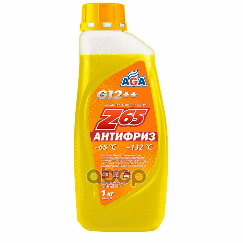 Антифриз, AGA, AGA042Z, желтый (-65/+132), готовый, 1 л.