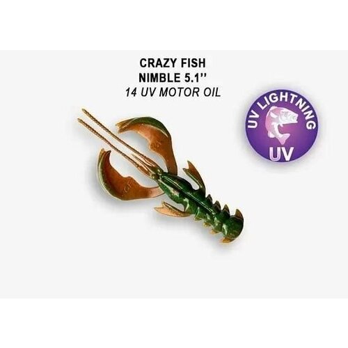 фото Силиконовая приманка crazy fish nimble 5" 45-125-14-6, кальмар, 3 шт. приманка для рыбалки, 125 мм. cf company