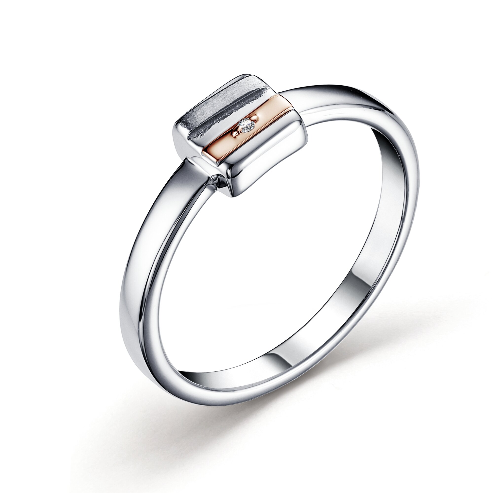 Кольцо Diamant online, серебро, 925 проба, родирование, бриллиант