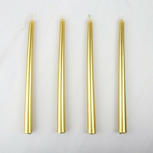 Свечи интерьерные 4 штуки 25 см золотой металлик 456₽