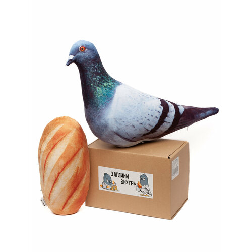 Подарочный набор с приколом из подушек в коробке Голубь+Батон
