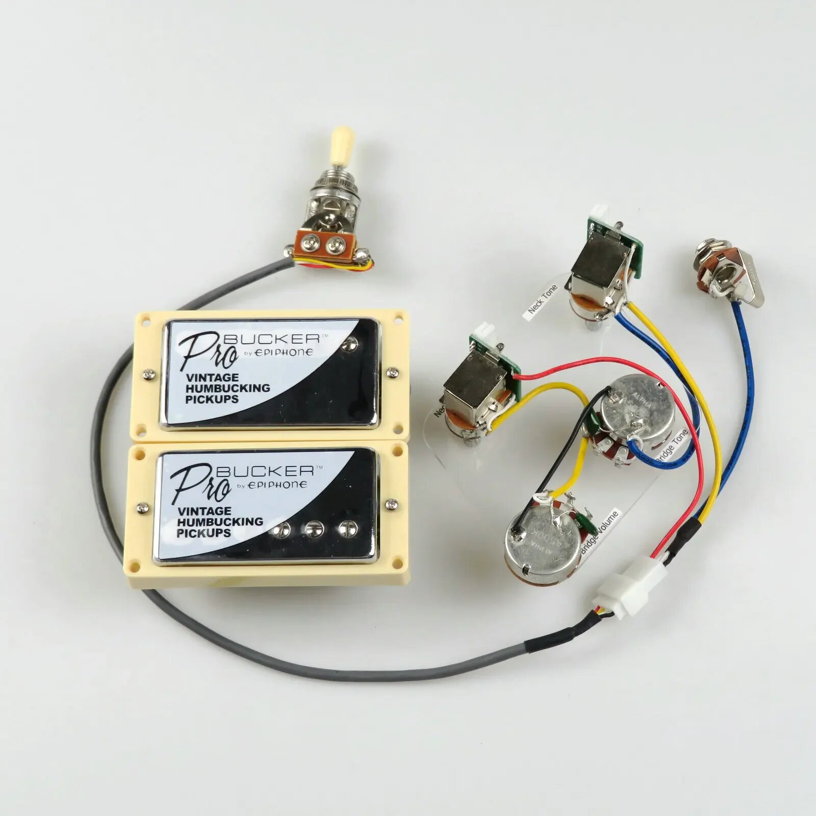 PRO Bucker Alnico Звукосниматели для электрогитары, Chrome Yellow Frame