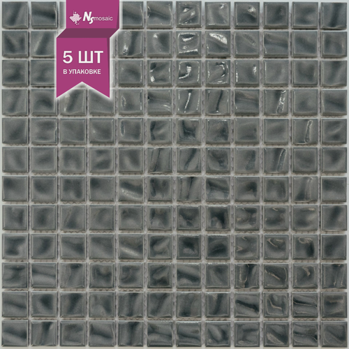 Изображение товара Мозаика керамическая NSmosaic P-534, серая глянцевая, 300x300 мм, чип 23х23 мм, упаковка 5 шт