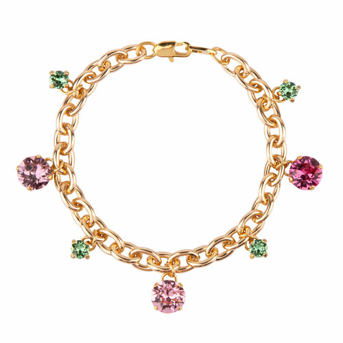 Браслет-цепочка Oh Mary Did, кристаллы Swarovski, 1 шт., размер 17 см, розовый