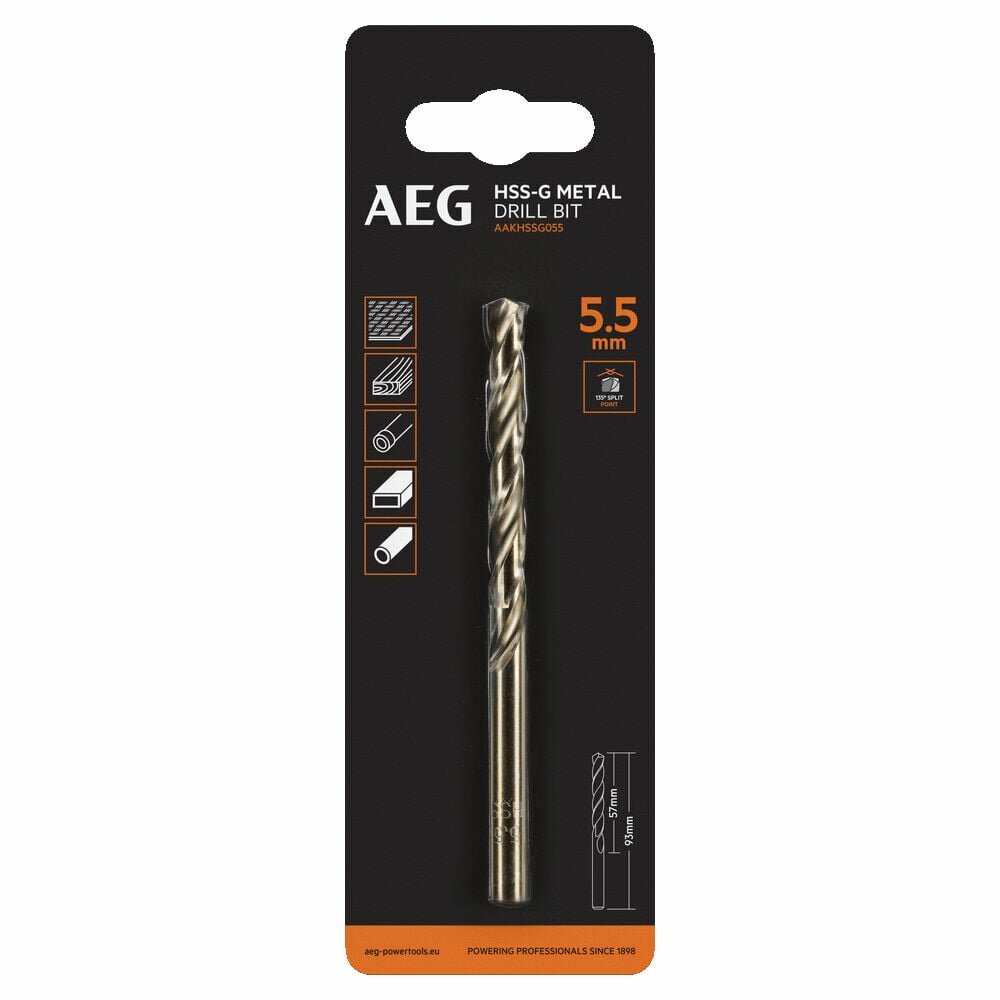 Сверло по металлу HSS-G (5.5х57х93 мм) AEG AAKHSSG055 4932479311