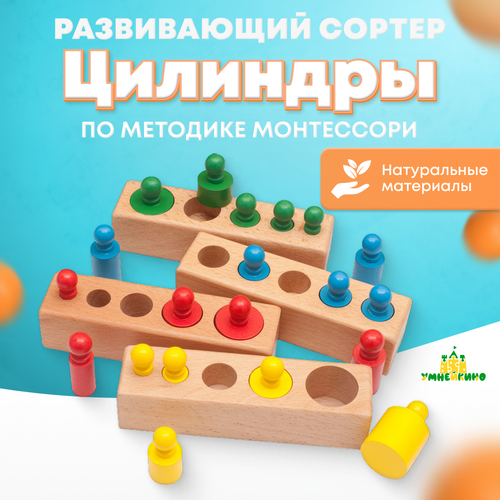 Сортер Цилиндры Монтессори цветные