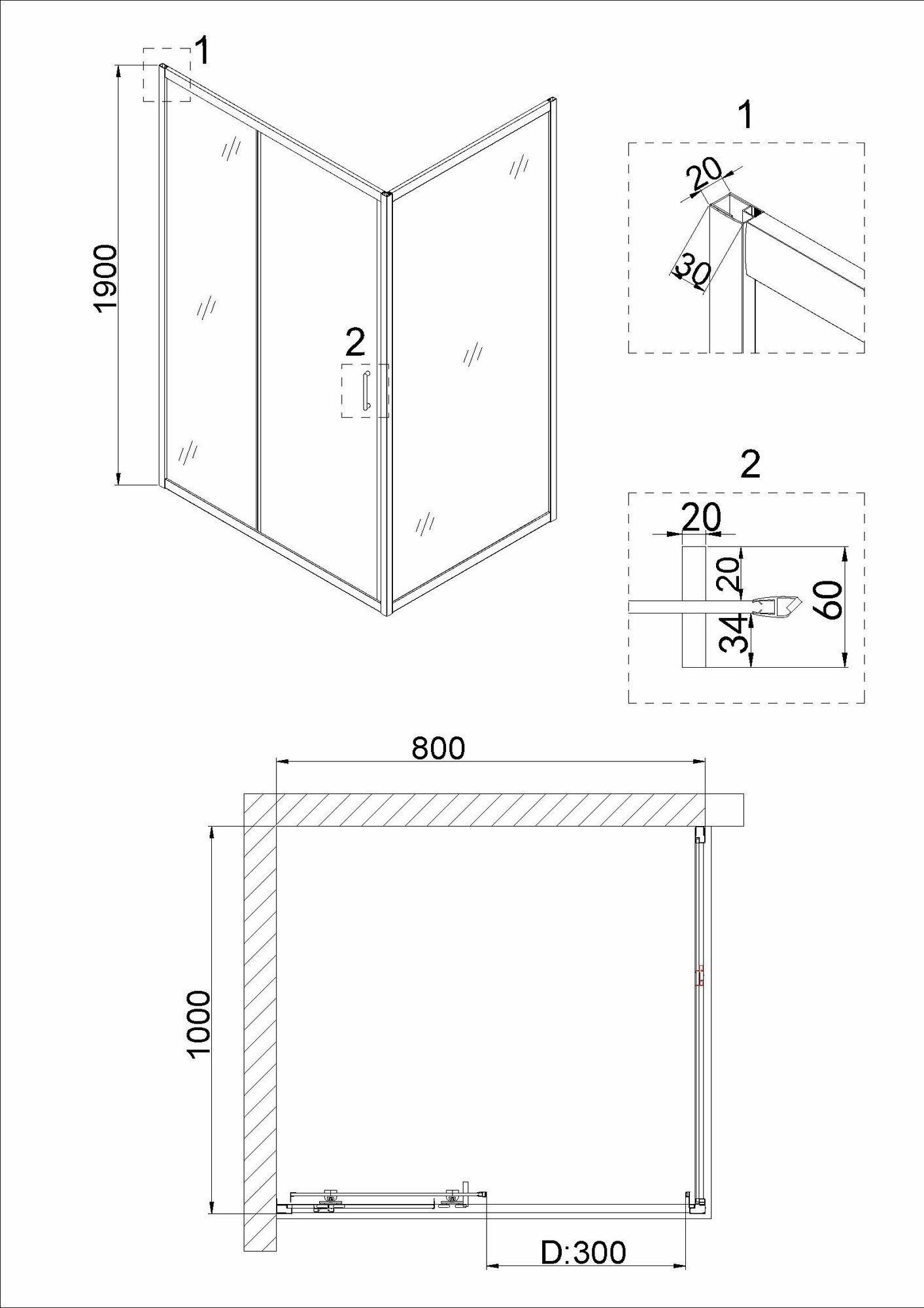 Душевая дверь Niagara Nova 80x190 NG-62-8A