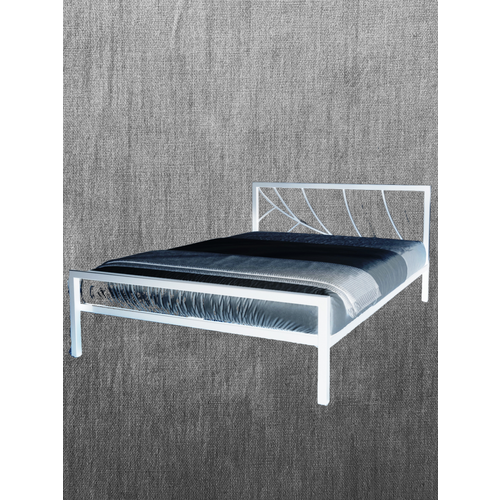 Вивьен, кровать металлическая, кованная, усиленная, основание-металлокаркас, белый муар, 160х200