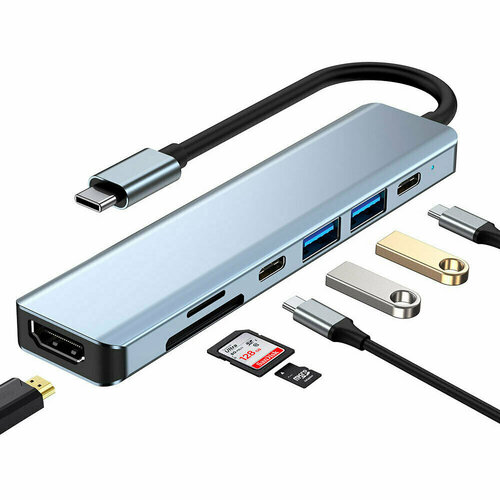 Док-станция type-c 7-в-1 USB-концентратор расширитель портов 2789₽