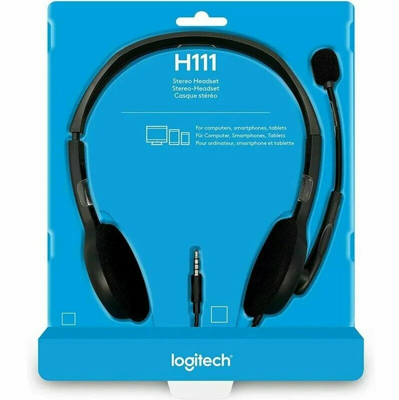 Проводные наушники Logitech H111, черный/серый