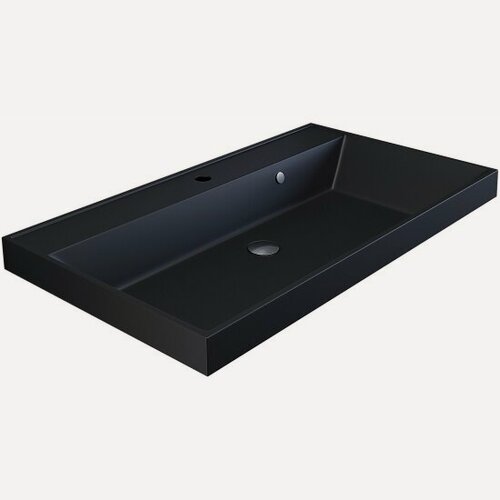 Изображение товара Раковина Uperwood для ванной кварцевая Classic Quartz 80х45х15 см, черная матовая, уголь