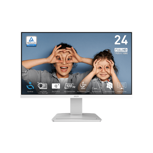 Монитор MSI PRO MP2412W 23.8" 16:9 FHD(1920x1080) VA Flat,1ms(MPRT),4000:1,100M:1,300nit,178/178, HDMI 1.4, Tilt, VESA,100Hz, White,1y war-ty (9S6-3BA9CH-072) белый