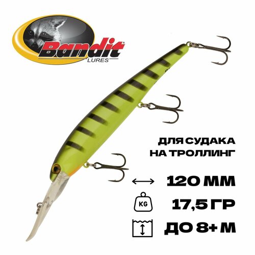 Воблер для троллинга Bandit Walleye Deep, плавающий, 120 мм, 17,5 гр, 5-8 м, #06