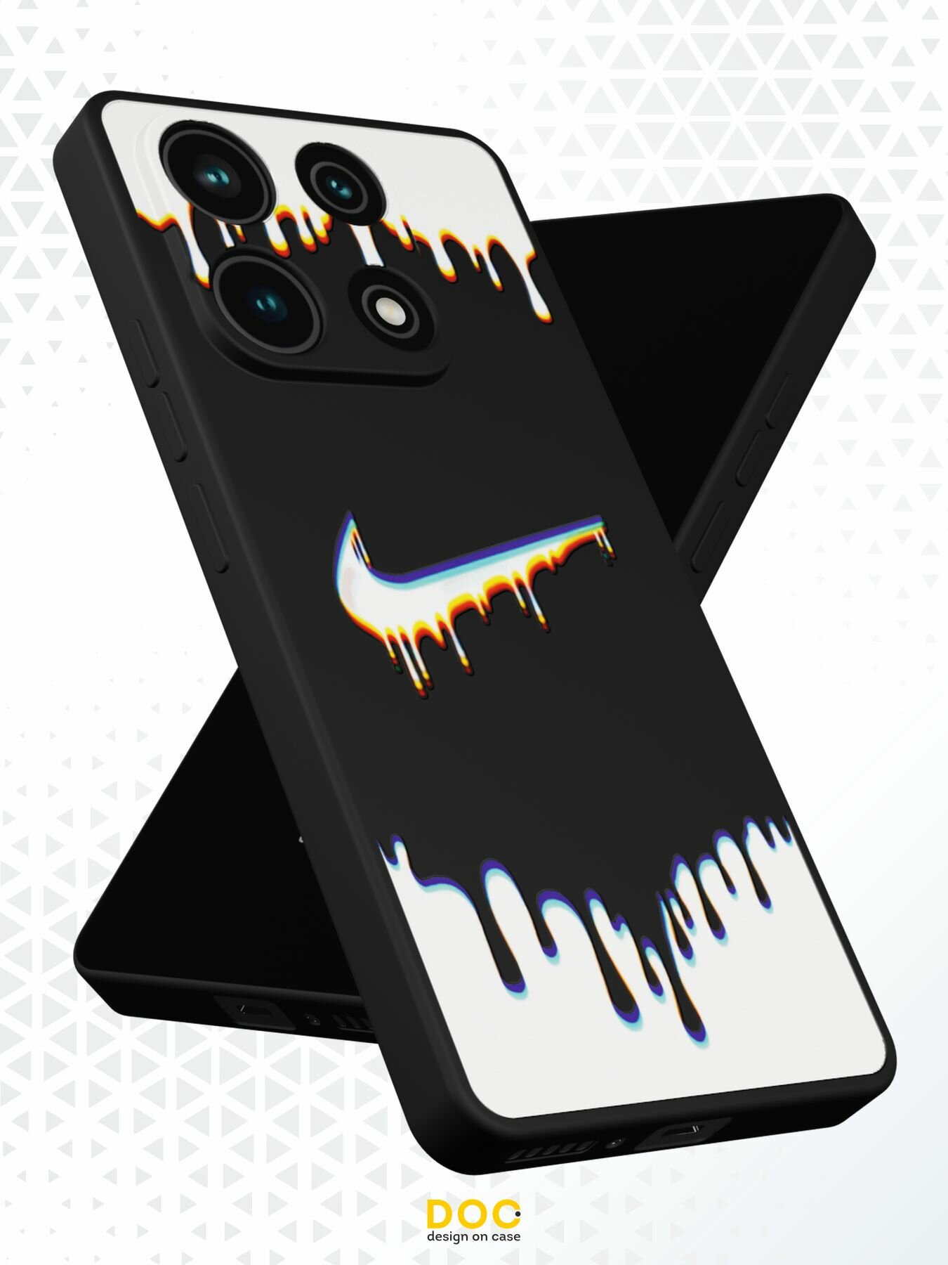 Силиконовый чехол DesignOnCase на Redmi Note 13 (4G), защита камеры, черный, с принтом Черно-белый найк — фото 1