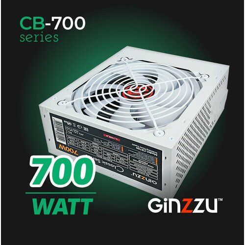 Блок питания Ginzzu CB700 ATX12CM Белый 204p CPU44 2 PCI-E62 6SATA 3IDE кабель питания 350000₽