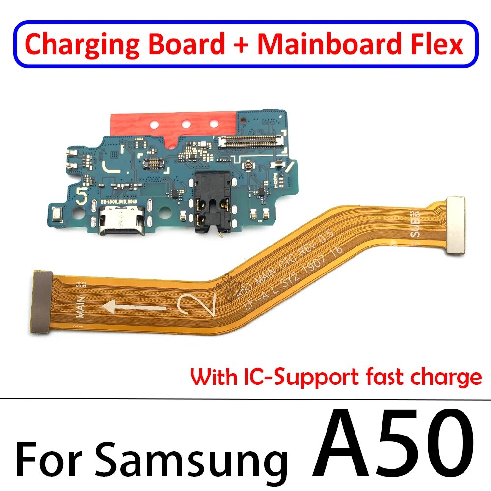 Разъем USB-порта для зарядки + гибкая материнская плата для Samsung A10 A20 A30 A40 A50 A70 A10S A20S A30S A50S A31 Порт зарядки, A50