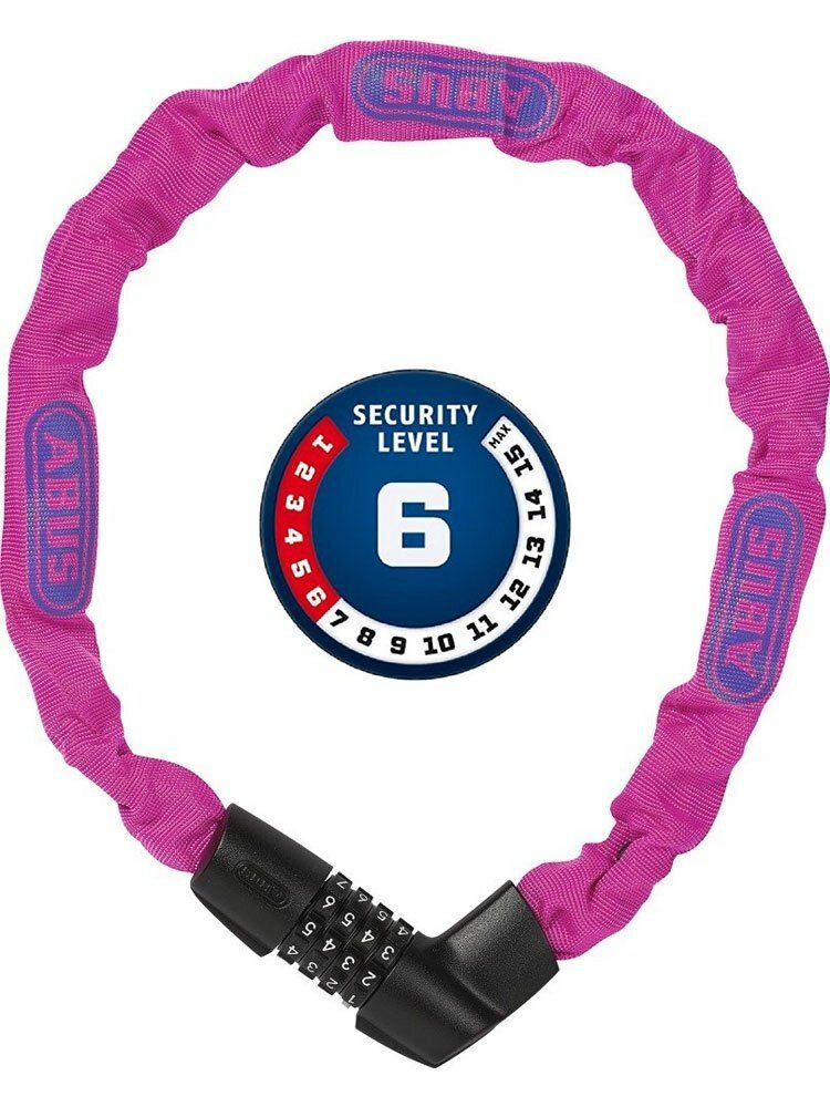 Велозамок кодовый цепь 6мм ABUS TRESOR 1385/75/6 neon розовый