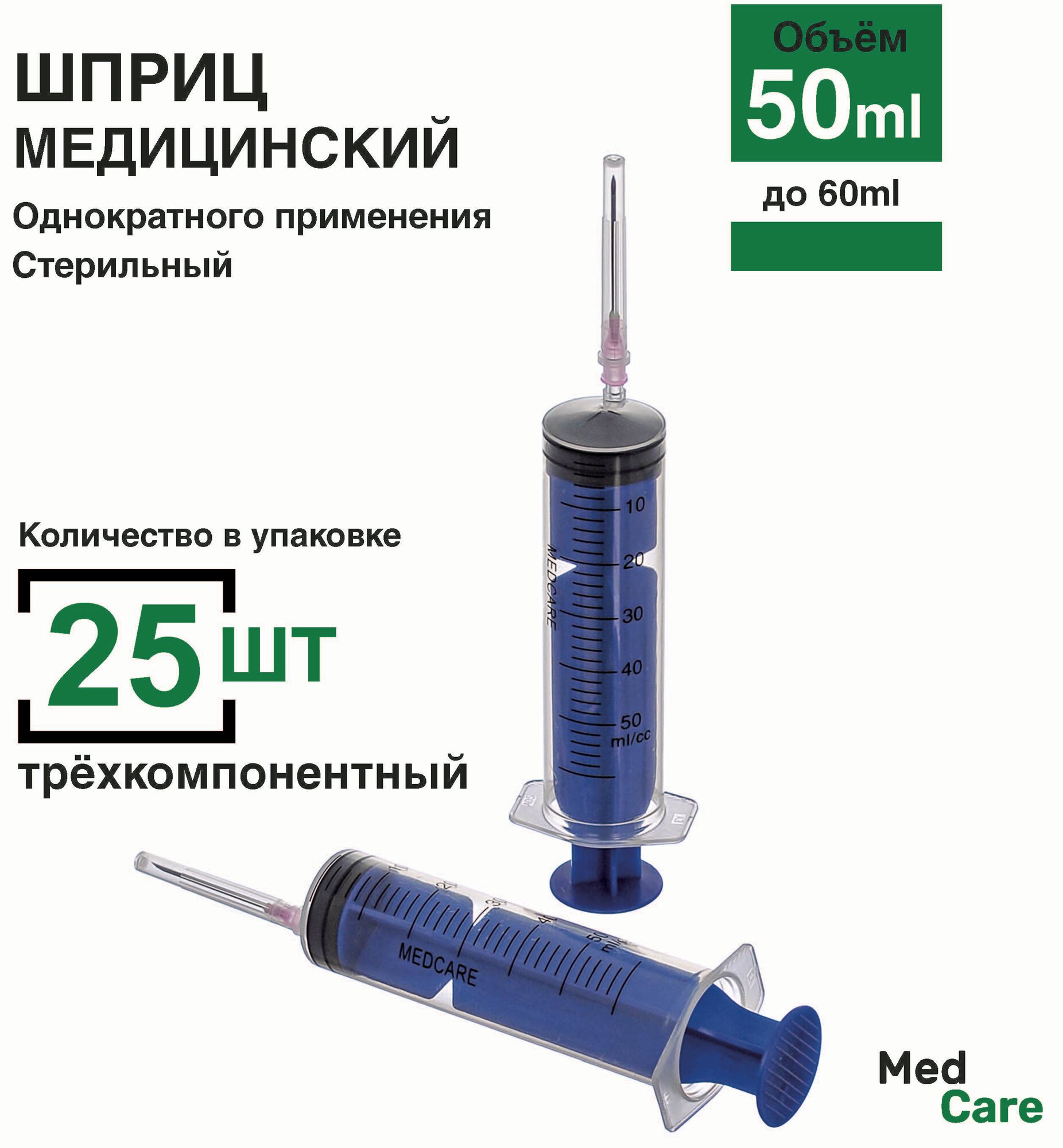 Шприц 50мл 25 штуп игла 12 х 40 мм крепление луерслип luerslip медицинский большой для промывания кулинарный