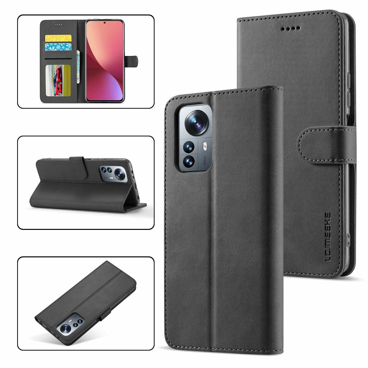 Картинки LCIMEEKE Кожаный книжка чехол для Xiaomi 12 Lite / Сяоми 12 Лайт с визитницей из экокожи