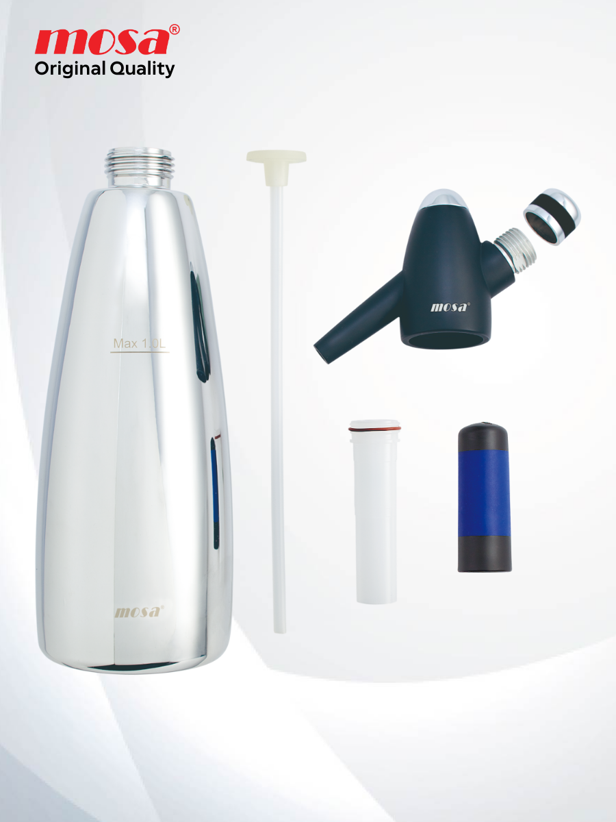 Картинки Сифон для газирования напитков Classic Soda Siphon / Классик Сода Сифон 1л, нерж. сталь (матовый), тм MOSA