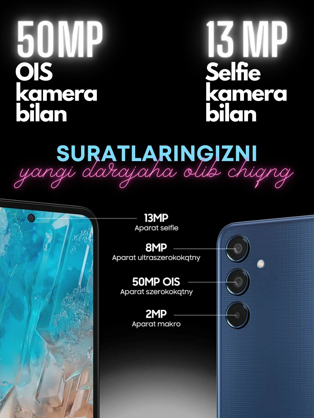Cмартфон Samsung Galaxy M35 5G, в подарок Bluetooth наушники TWS M10, Темно-синий, 6/128GB — фото 1