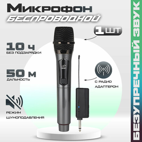 Беспроводной динамический микрофон для живого вокала караоке и выступлений с радио адаптером 2 штуки 1380₽