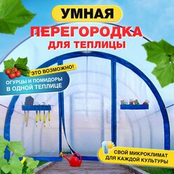 Перегородка для любой теплицы шириной 3 м из поликарбоната или армированной пленки Умная, высота 2.1м