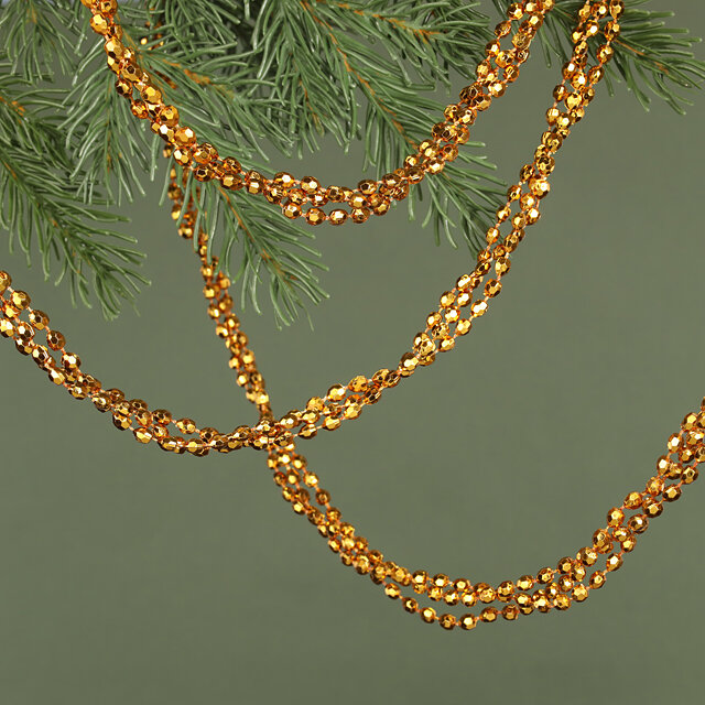 Бусы на елку Алмазная Россыпь 270 см янтарные пластиковые