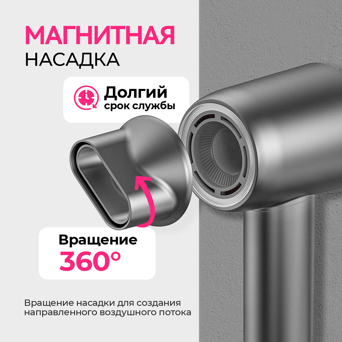 Высокоскоростной фен для волос профессиональный KaringBee HS02, серый — фото 1