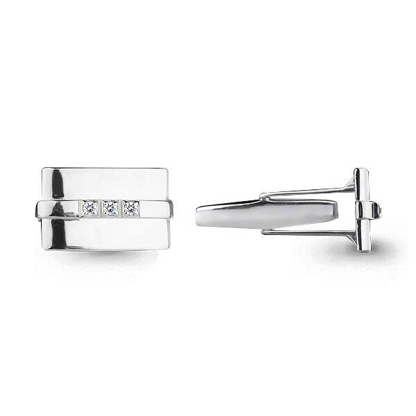 Запонки JEWELIN, серебро, 925 проба, фианит