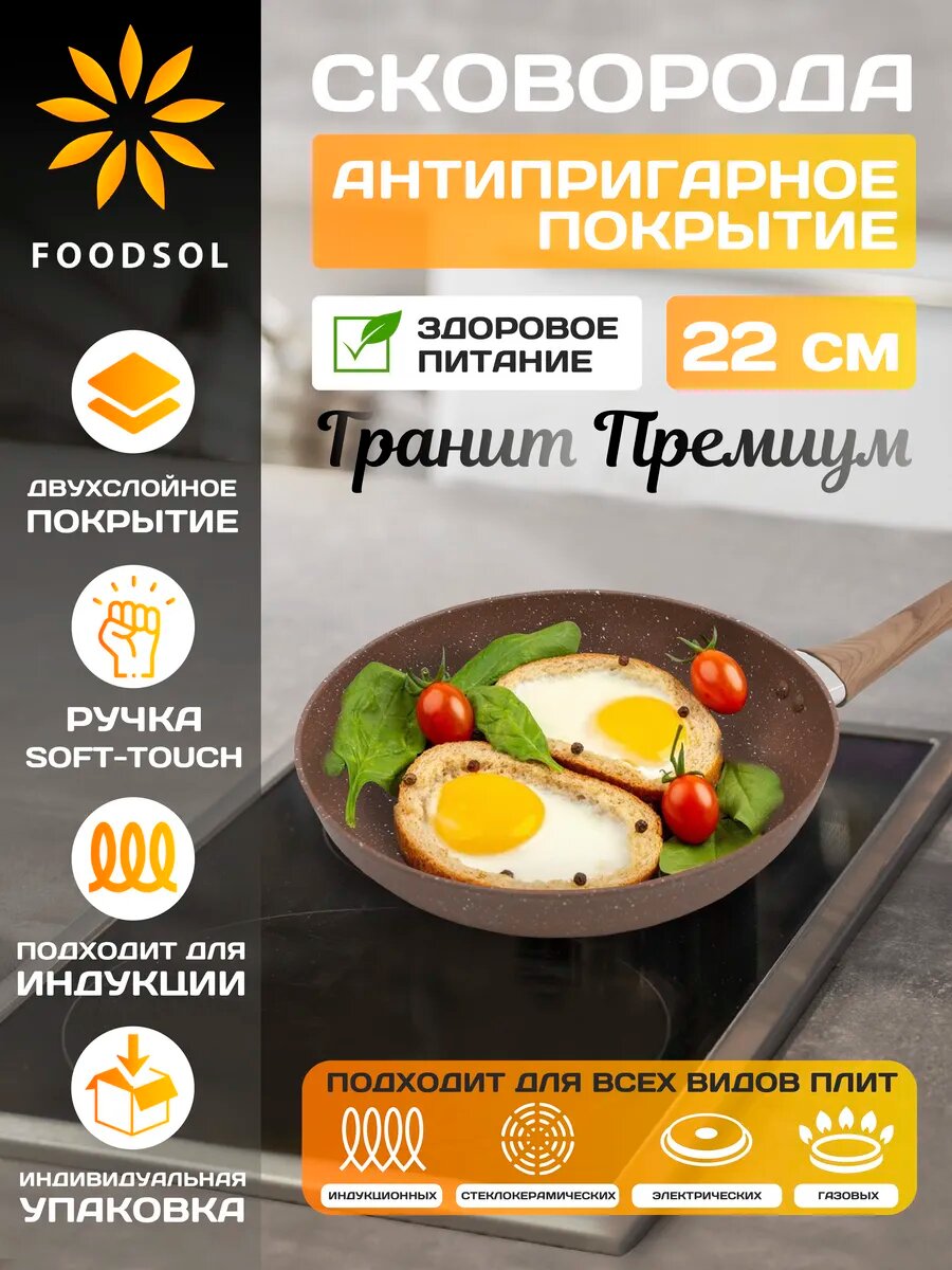 Сковородка 22 см / сковородка антипригарная 22 см