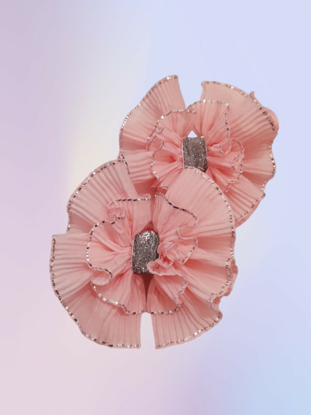 Бантики для девочек из гофрированной ленты с люрексом, 2шт. розовый — фото 1